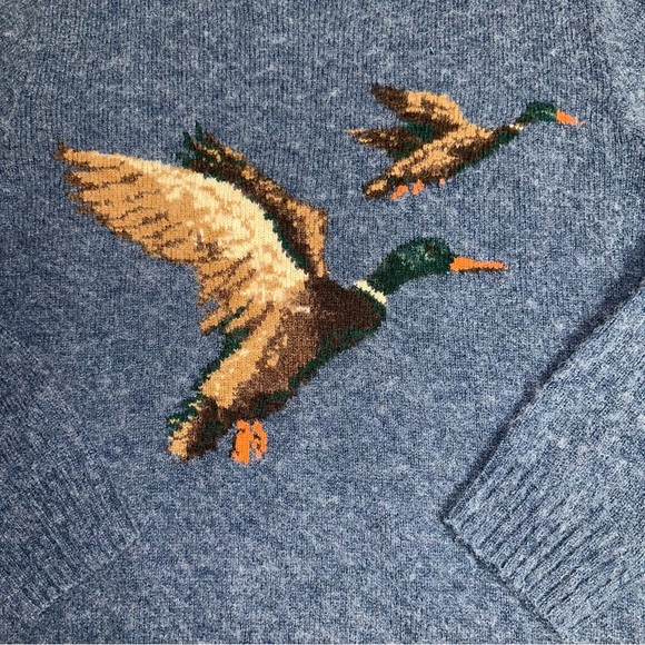 Polo Ralph Lauren Men’s Mallard Duck Wool Suede Elbow Patch’s Sweater Large Blue - Picture 4 of 14
